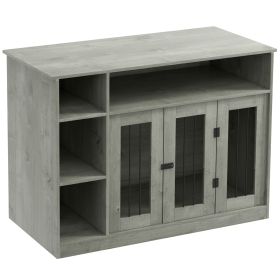 Elegant Dog Crate Furniture with Storage Gray Lockable Door Pet Cage for Medium Large Dogs 47 x 23.5 x 35