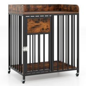 27.5 Inch Dog Crate Furniture with Wheels for Small Dogs and Puppies